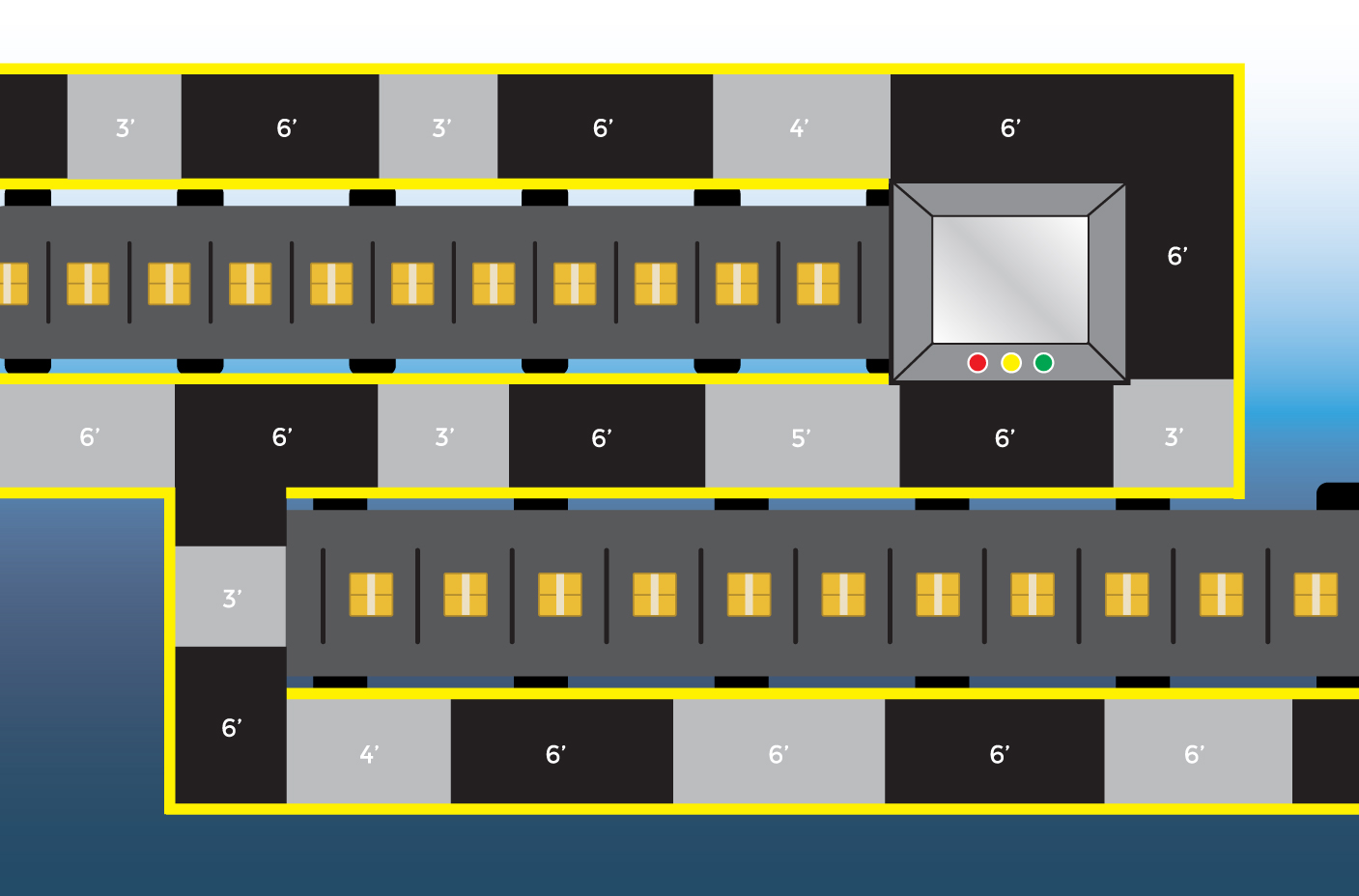 Floor diagram of SafeSpace flooring solutions offered by smartcells cushioning technology