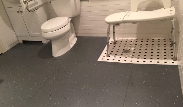 SmartCells Fall Protection – Residential SmartCells Fall protection flooring installed in residential bathroom