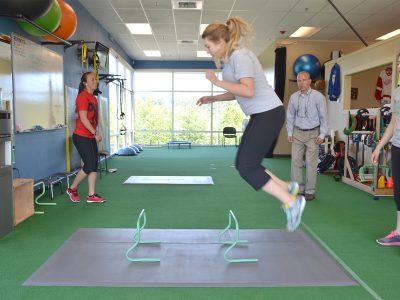 Smartcells Physical Therapy Mat Patients doing PT exercises on SmartCells mat